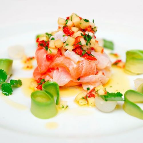 Salmon Ceviche with Guava Dressing
