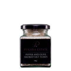 Pepper and Olive Smoked Salt Flakes 100gm